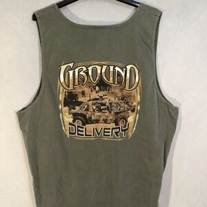 Military Green Tank Top Humvee Graphic Print Men's 2XL Ground Delivery